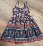Band of Gypsies Dress XS Navy Paisley Floral Bustier Mini Boho Spaghetti Strap
