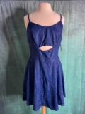 City Studios Social Plus 14W Royal Blue Glitter Cutout Midriff Party Dress NWT