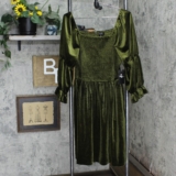 tahari Asl Velvet Square-Neck Ruched-Sleeve Dress 2DM186-T2 4 6 8 10 12 16