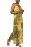 Nina Leonard Women’s Sleeveless Crochet Knit Dress Olive/Gold Multi