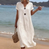 NEW Womens Casual Solid-Color Dress Sizes S-3XL