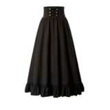 Women Skirt Victorian Maxi Skirt Vintage Renaissance High Waist Ruffled Hem A-Li