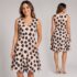 Max Studio ladies navy blue white fit flare dress stretch keyhole top L $98