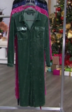 G by Giuliana Black Label Crushed Velvet Duster Shirtdress, Green, Large
