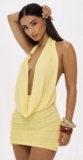 MURCI $110 SZ 6 Cowl Neck Mini Yellow dress