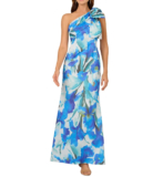 Adrianna Papell Women’s Floral-Print Bow One-Shoulder Gown MSRP $229