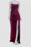 Emerald Sundae Women’s Juniors’ Pink High-Slit Low-Back Evening Dress Size M