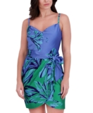 Siena Women’s Vibrant Floral Mini Dress in Blue / Green Multi Size 12 MSRP $138