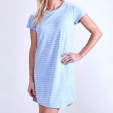 FRESH PRODUCE Large Bayside Blue KYLIE $75 Striped French Terry Tee Dress NWT L