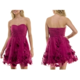 BCX Sz 9 Fuchsia Fairy Flowy Floral Applique Romantic Feminine Chiffon Tea Dress