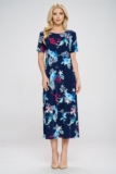 Travel Knit Dress, long A-Line, S/S, Stretchy NO-IRON poly/span.   #310