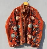 Rusty Handmade Floral Embroidery Jacket~Velvet Coat For Girlfriend Gifts~Wedding