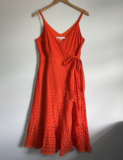 Trina Turk Kacie Embarcadero Sleeveless Eyelet Wrap Midi Dress Sz 8 Made In USA