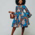 Nina Leonard Novelty Burnout Dress Navy
