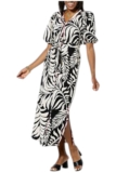 G by Giuliana Woven Embroidered Puff-Sleeve Midi Dress Black Palm