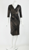 Elana Kattan Surplice Empire 3/4 Sleeve Ruched Crisscross Bottom Dress SZ S NWT