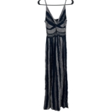 Angie Womens Navy White Striped Twist Front Keyhole Maxi Dress XS Smocked Back