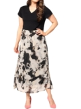 LOGO by Lori Goldstein Women’s Print & Solid V-Neck Dress Black