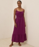 Pact Women’s Coastal Double Gauze Cami Maxi Dress Small Sangria Lightweight