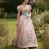 ELIZA J Navy Off the Shoulder 3D Sheer Sleeve Scuba Crepe Maxi Gown Dress 4 = S
