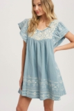 Bluivy Chambray Embroidered Women’s Mini Dress