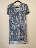 Christian Siriano Dress Women’s Size S Blue Gray Snake Boho Print Stretch Tunic