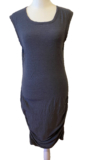James Perse Women Dress 3 Gray Slub Jersey Ruched Side Sleeveless Midi
