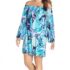 Light Blue Cotton Eyelet Babydoll Tie Front Mini Dress Long Sleeve Ruffle Small