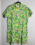 Belle by Kim Gravel Women’s Dress Sz L Perfect Pique Batik Chic Zip Green