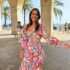 Birdy Grey Lisa Shiny Satin Midi Dress Pink Rose Gold Size Medium
