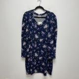LulaRoe Womens Purple Floral Mutton Long Sleeve V-Neck Mini Ava Dress 3XL New