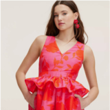 Kate Spade N.Y, Rose Peplum Midi Dress Sz 12 NWT Pink/Red,