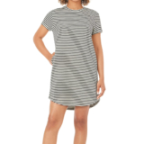 Member’s Mark Women’s Sandwash Short Sleeve Mini Dress Size S Black/Tan Stripe