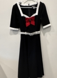 Collectif Sadie Nautical Swing Sailor Dress Black White Stripe Small