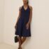 G by Giuliana Woven Embroidered Puff-Sleeve Midi Dress Blue Floral