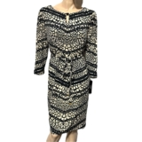 Tahari Arthur S. Levine Dress 3/4 Sleeve Tie Belt  Printed Size 16 Keyhole NWT