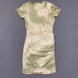 La Miel Women’s Green Tie Dye Ruched Bodycon Mini Dress Size L
