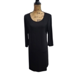 Luxology Black Midi Dress 3/4 Sleeve Keyhole Back Size M