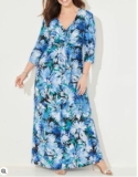 Catherines Plus Garden Walk Twist-Knot Maxi Dress 5X, 34/36W