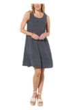Nina Leonard Eyelet Knit Sleeveless Trapeze Dress Navy