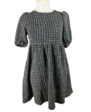 New Look Smock Dress Women’s UK Size 6 Black Check Midi Short Puff Sleeve PETITE