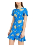 B DARLIN Womens Fit + Flare Short Dress Cap Sleeve Jewel Neck