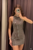 ZARA NWT WOMAN SS25 SPARKLY MESH SHORT DRESS BROWN | 4772/267