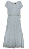 Adrianna Papell Gown 2 Glacier Blue Beaded Sequin Blouson Bridal Formal FLAW