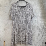 Jeanne Pierre Womens XL Black White Zig Zag Cotton Open Knit Tunic Mini Dress