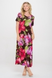 Jostar, Travel Knit Dress, long A-Line,s/s, Stretchy NO-IRON poly/span.  442