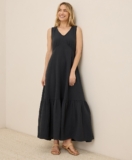 Pact Women’s Large Black Coastal Double Gauze Beach To Brunch Maxi Dress