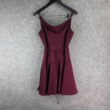 Dotti Dress Womens 14 Red Burgandy Sleevless Belted Formal Party 17246