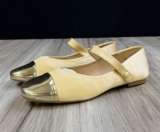 London Rag Albi Patent Gold Cap Toe Mary Jane Flats Womens Size 10 EU 41 NEW
