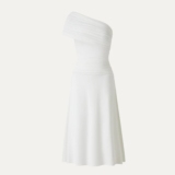 OGL Eco-SKinKiss Not-See-Thru One Shoulder Gathered Midi Bra Dress White